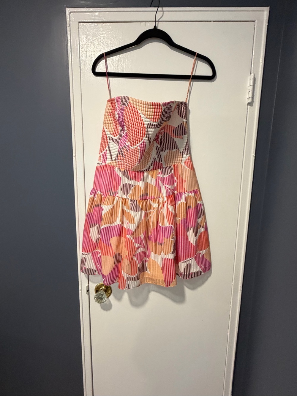 Strapless Summer Dress in Pink & Orange